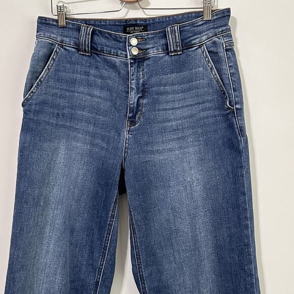 Judy Blue High Rise Wide Leg Jeans 15 / 32 x 32 Blue Stretch Casual Double Buttn - Picture 3 of 10